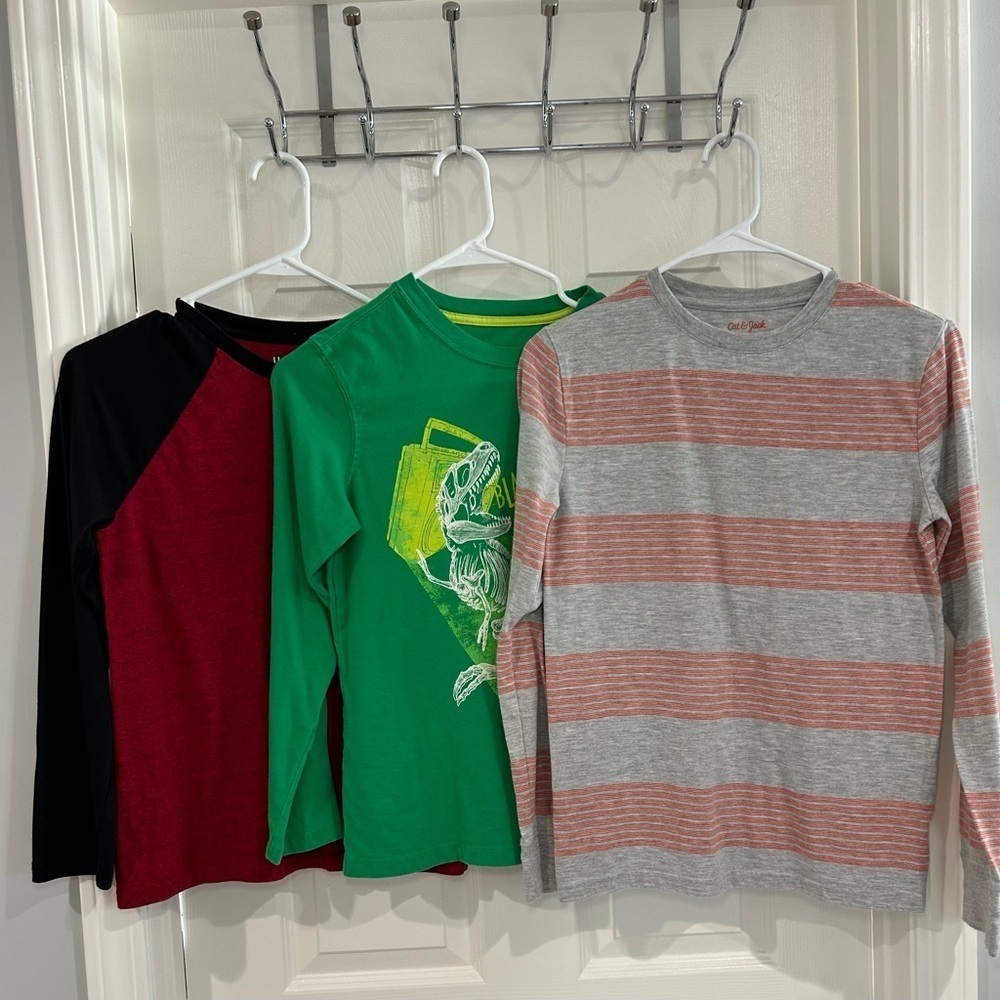 GAP, Cat & Jack Boys Long Sleeve Graphic, Striped, Raglan Tee Shirt Bundle Sz L